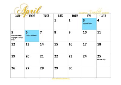 CIC Calendar 2026 - April 2